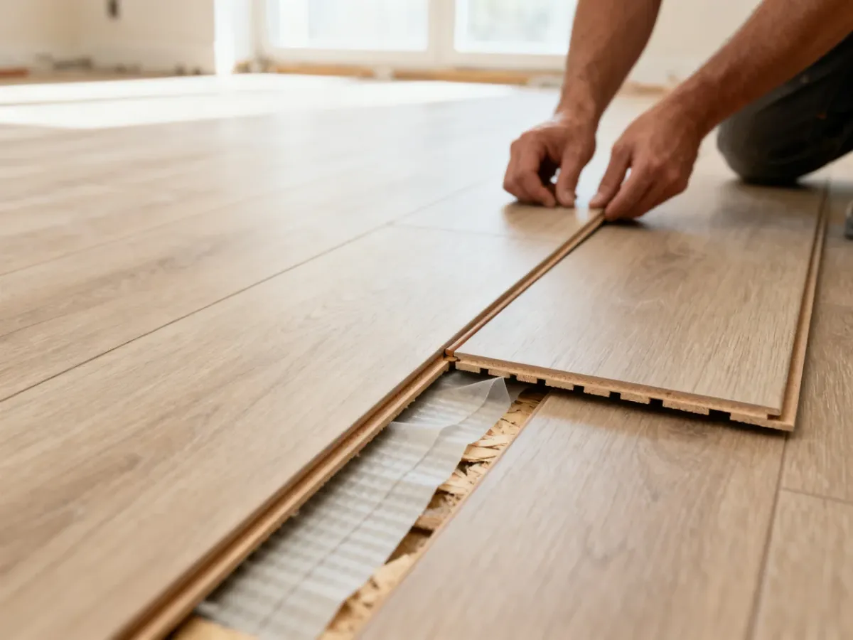 Kontrola połączeń paneli laminowanych i podkładu podczas montażu